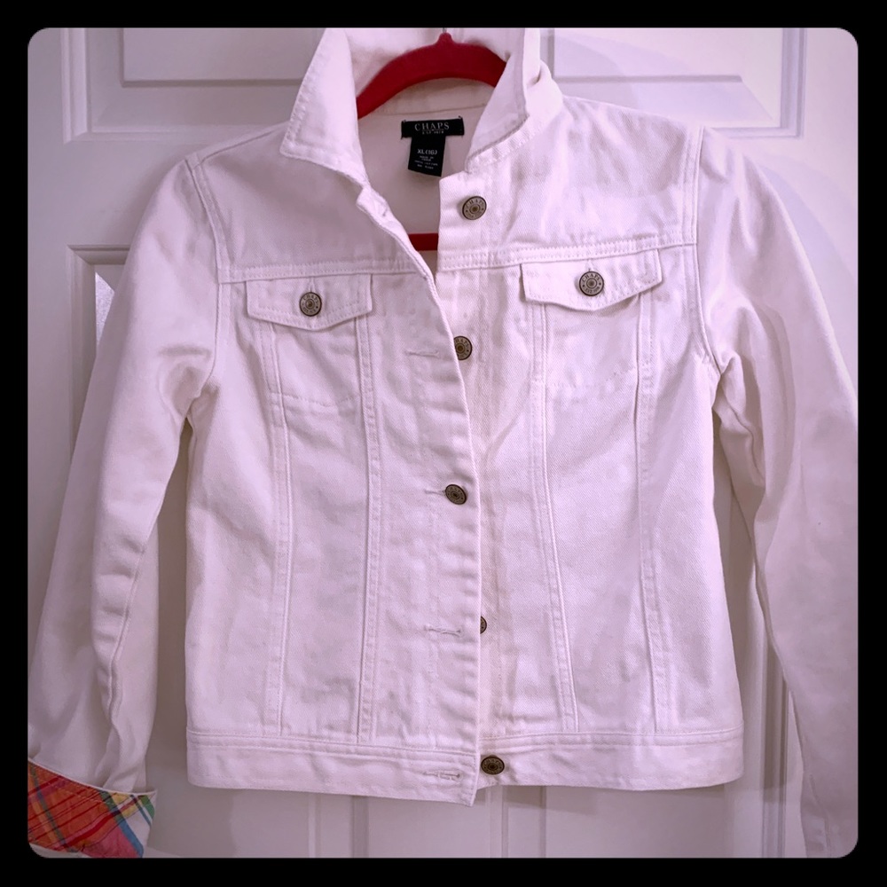 White jean jacket. Size XL 16 Girls.